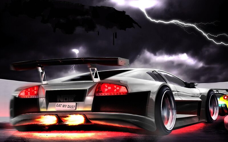 sports car racing at night