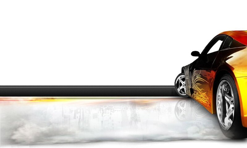 sports car with flame design