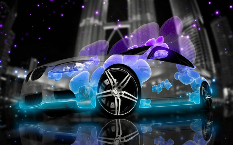 Sports Car with Flowers