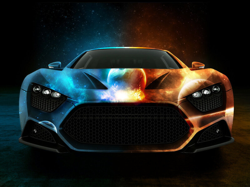 Sports Car with Galaxy Design — Blue