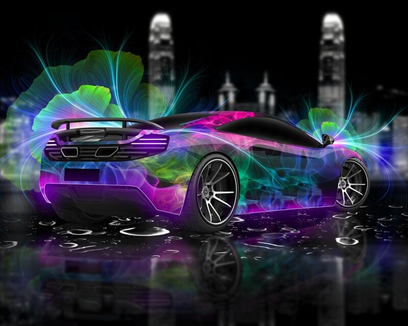 Sports Car with Neon Effects