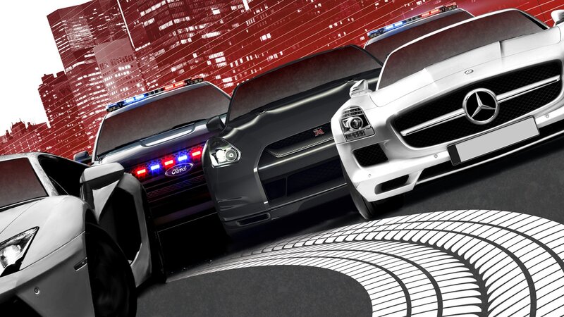 Sports Cars and Police Car — Red, Dramatic