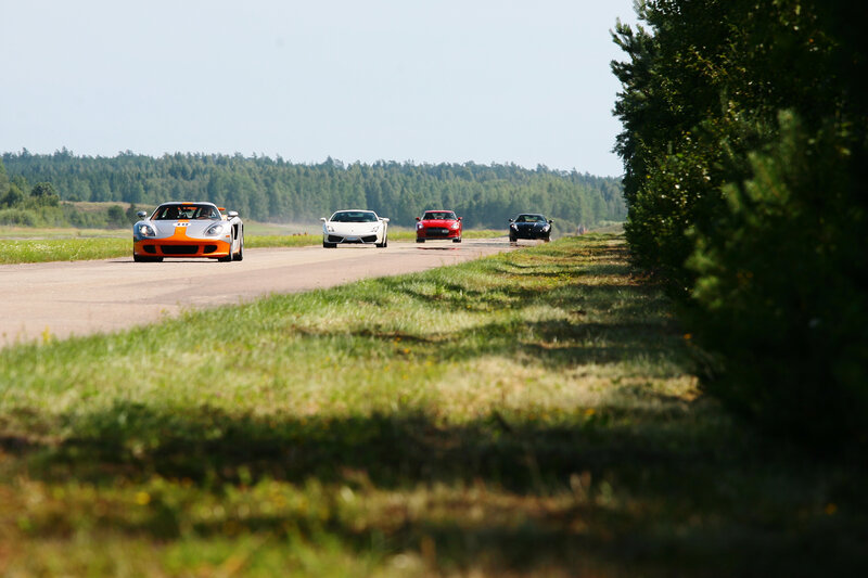 Sports cars on a track