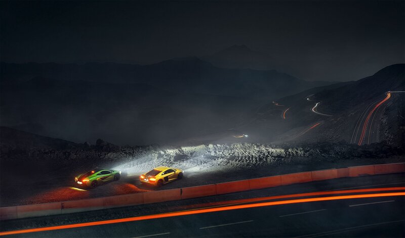 Sports Cars on Mountain Road — Black