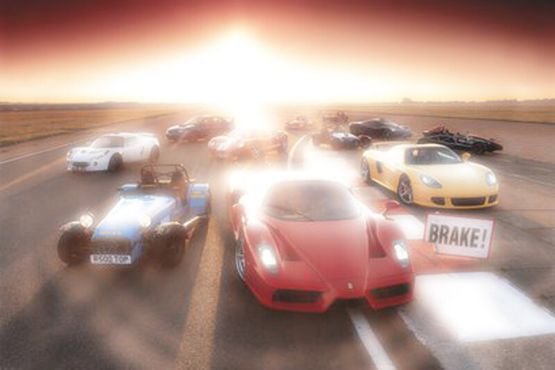 Sports Cars on Track — Red, Dramatic