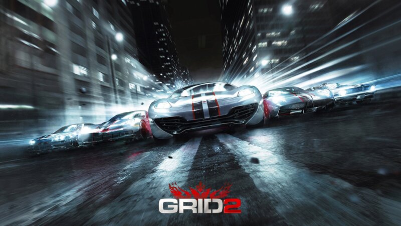 Sports Cars Racing — Black, Dramatic, Night, Digital Art, City, Buildings