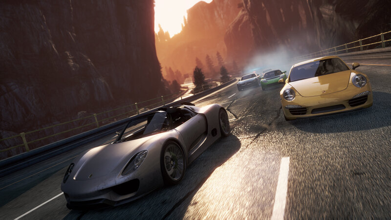 Sports Cars Racing — Yellow, Dramatic