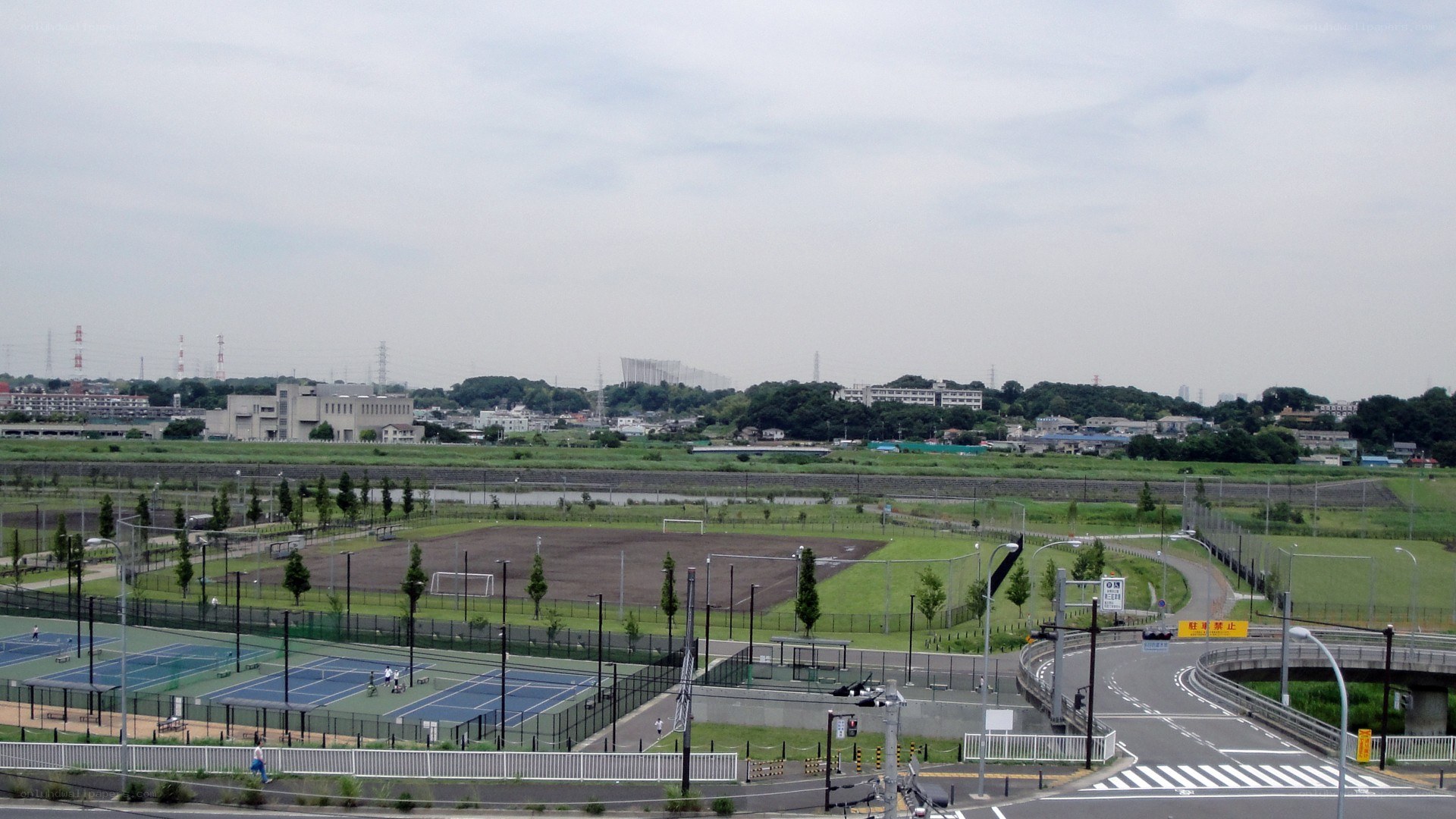 sports fields and park view