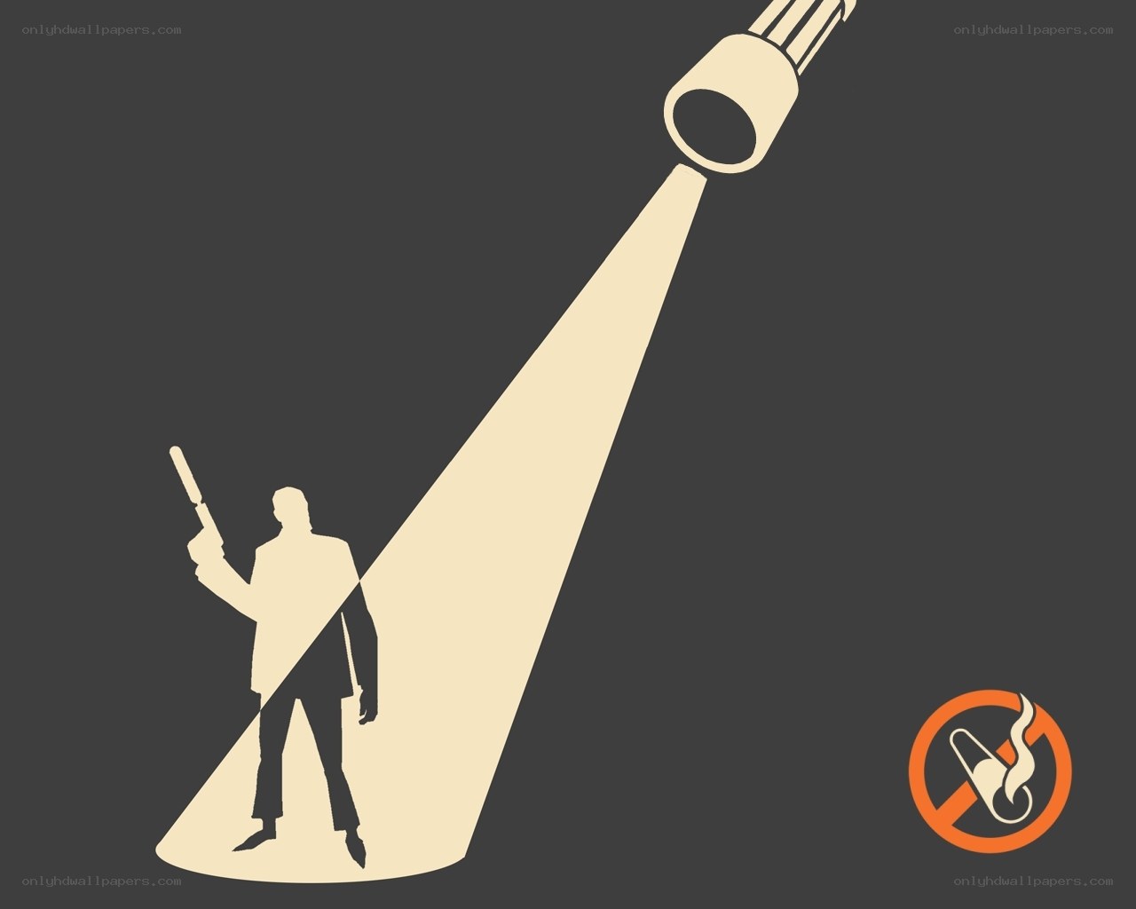 spotlight on a man with gun
