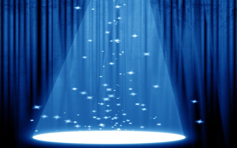Spotlight on blue stage