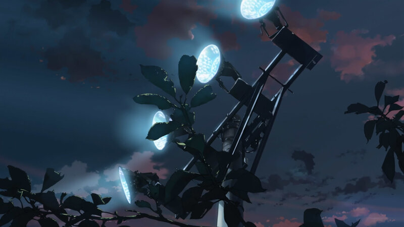 spotlights at dusk