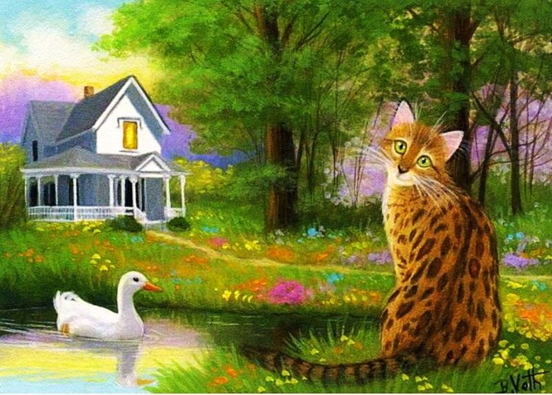 Spotted Cat in Garden
