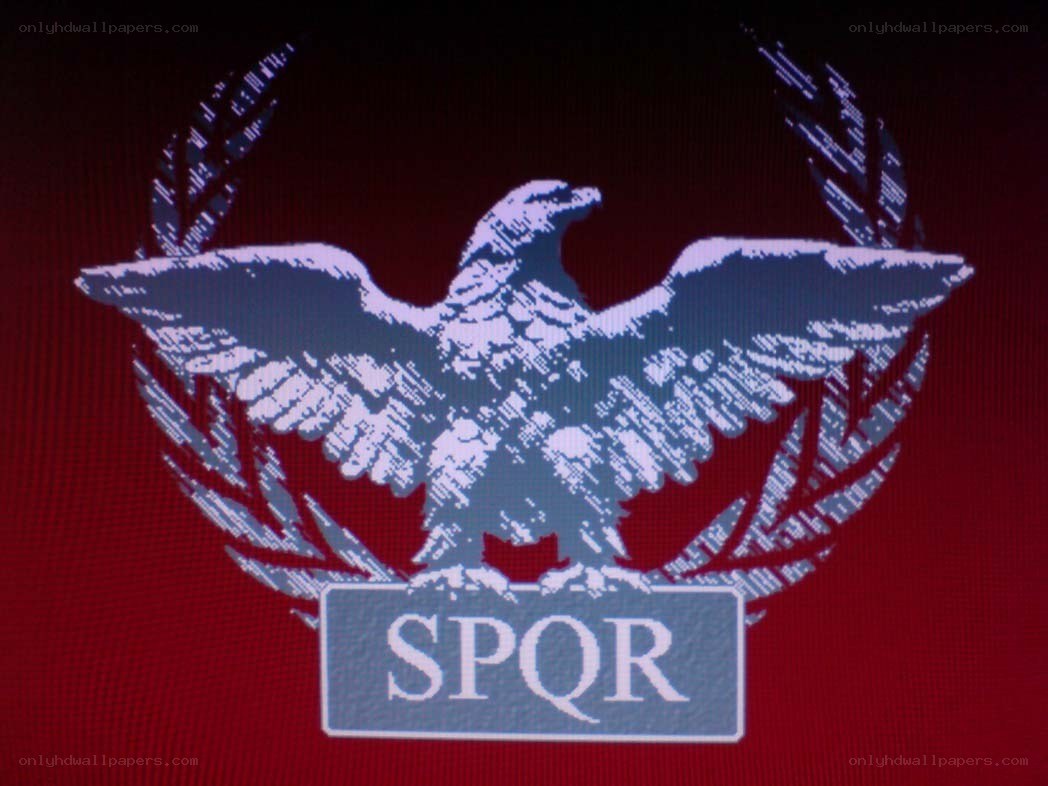 SPQR emblem on red background