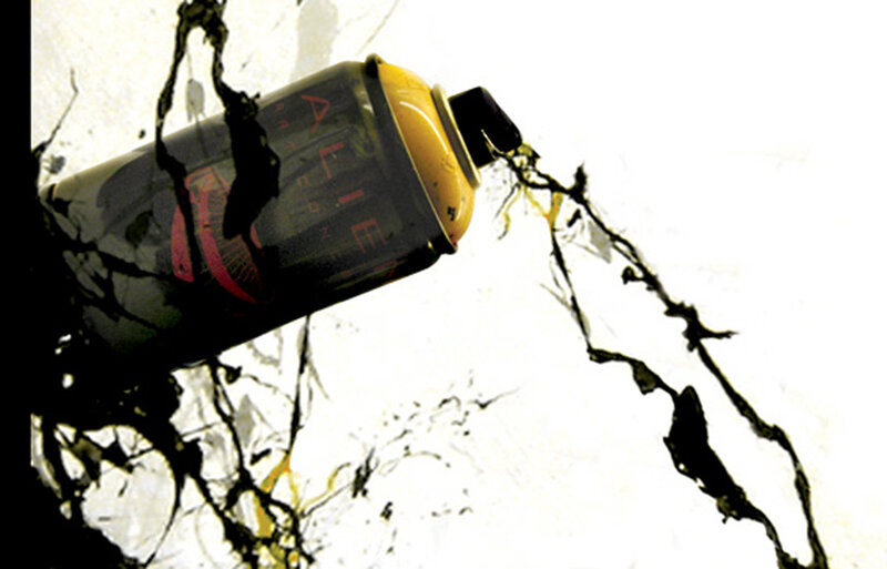 spray can with paint splatter