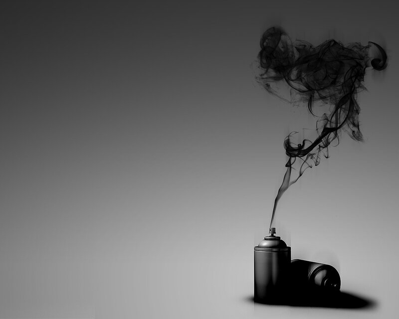 spray can with smoke