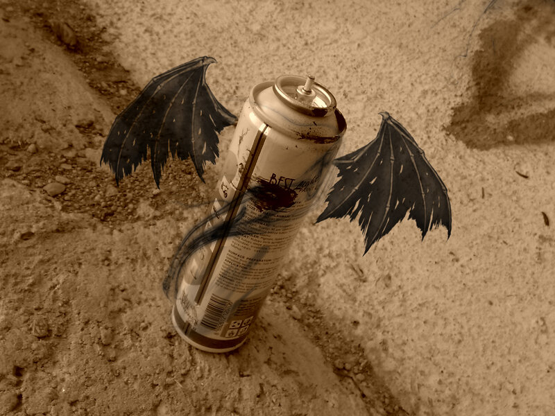 spray can with wings