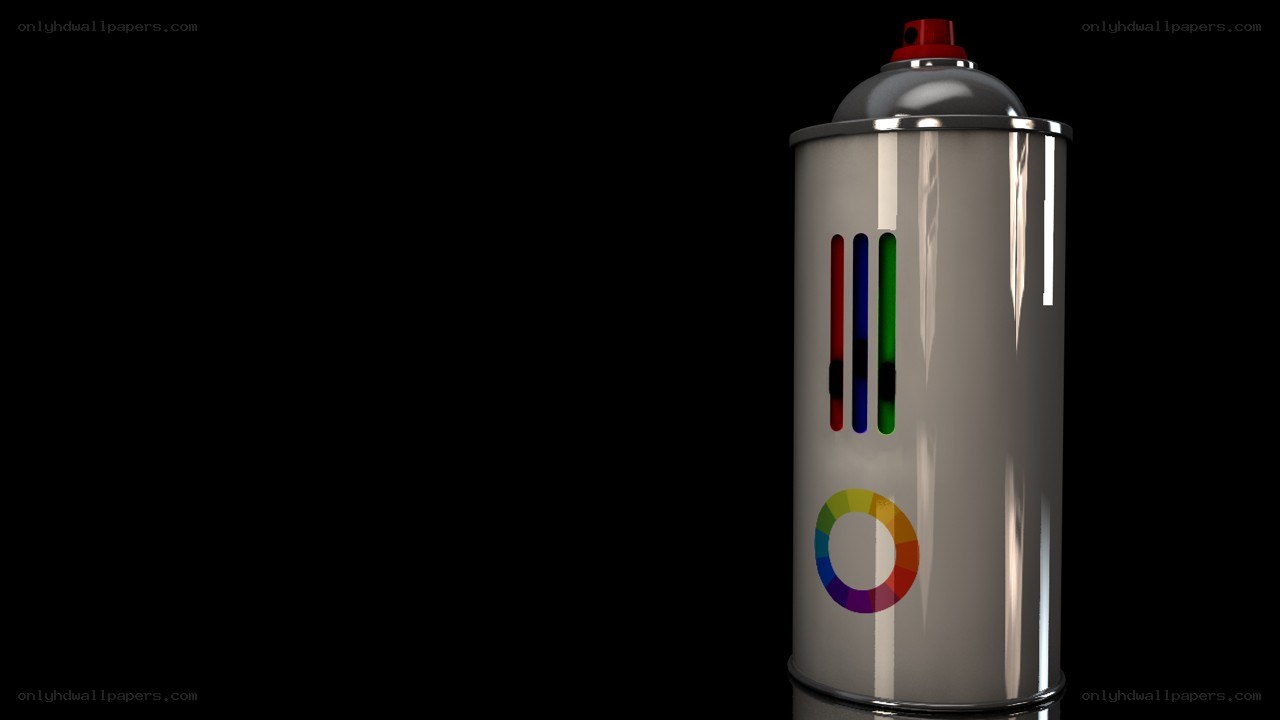 spray paint can with color wheel