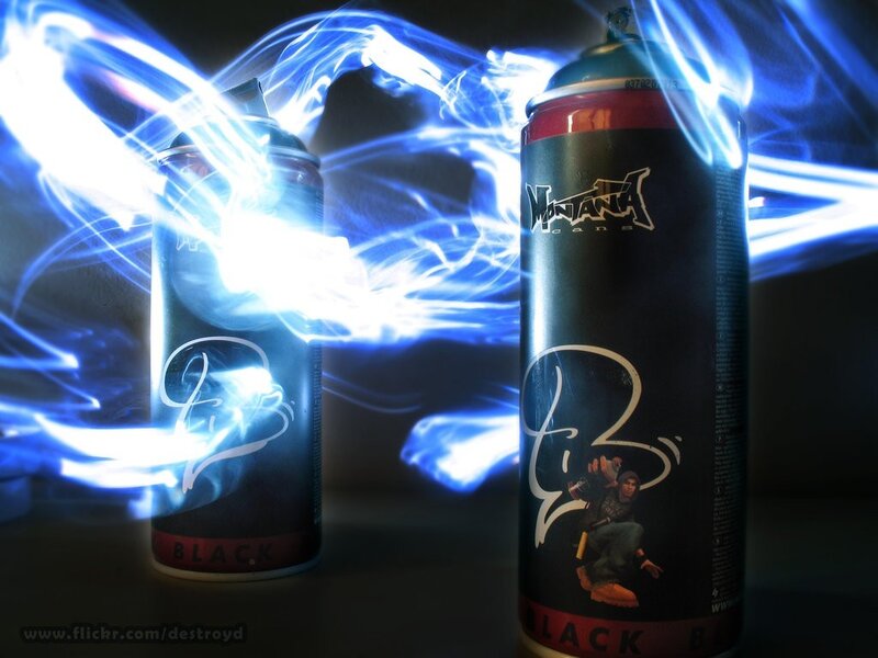 Spray Paint Cans — Black, Dramatic, Photograph