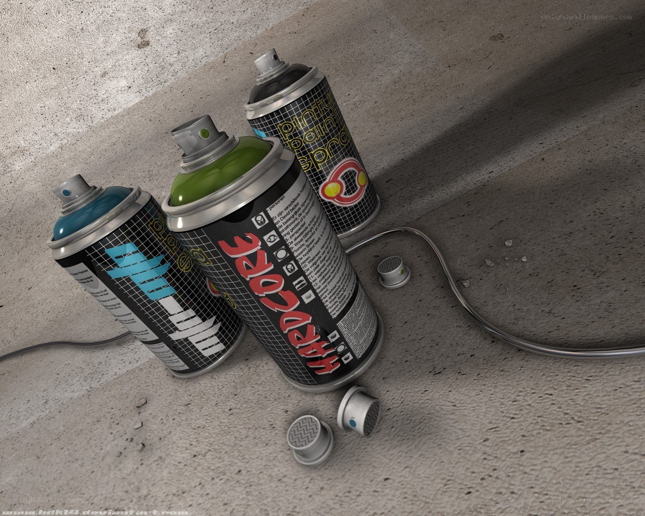 spray paint cans on concrete