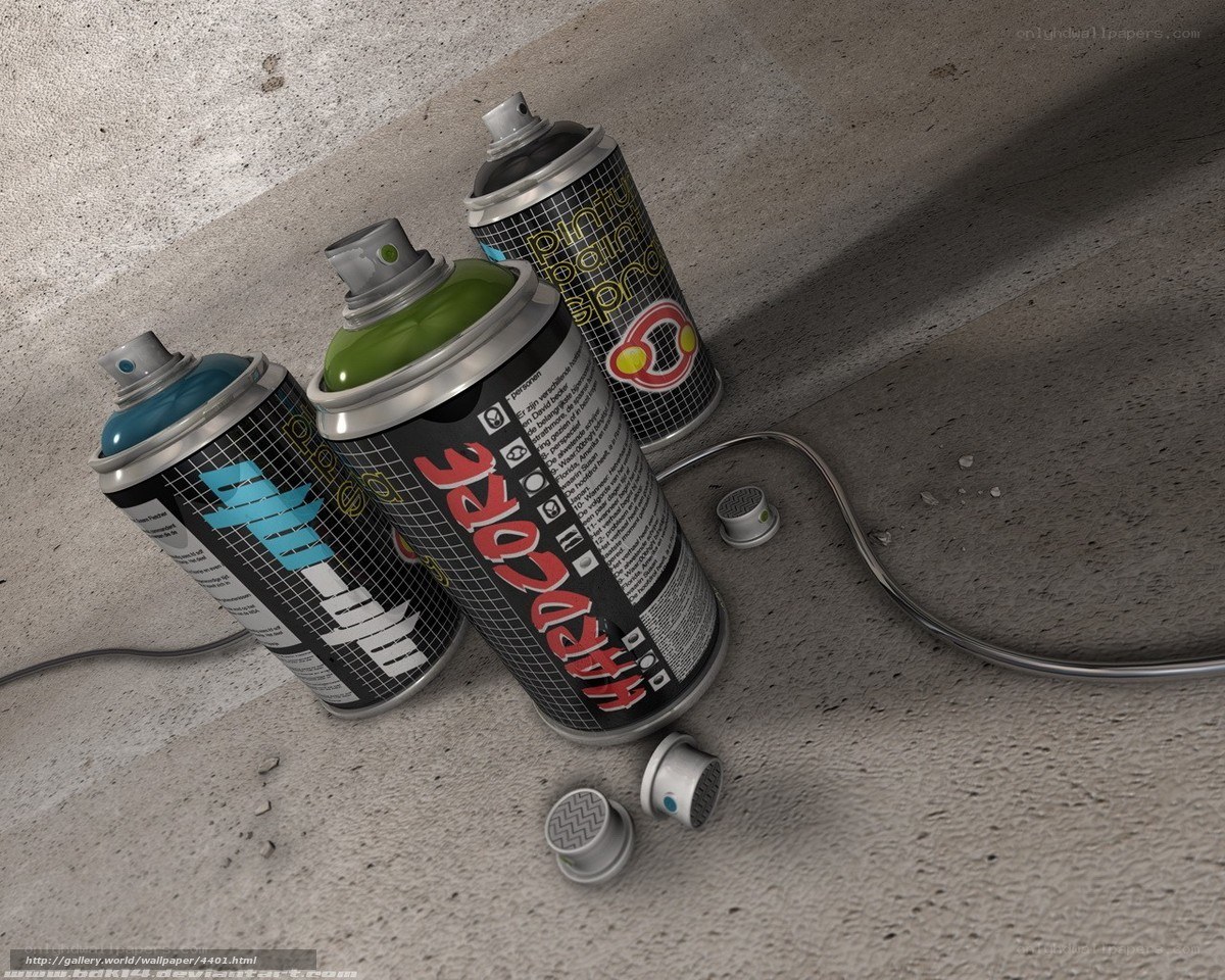 spray paint cans on concrete