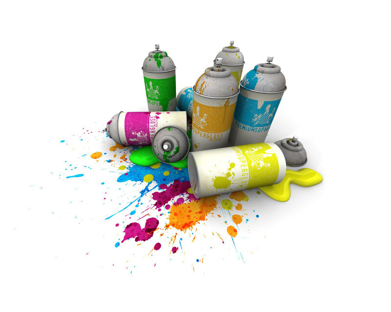 Spray Paint Cans — White, Vibrant