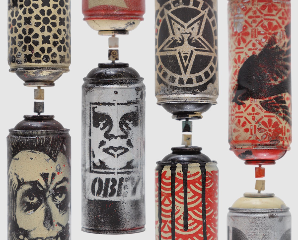 spray paint cans with graffiti art