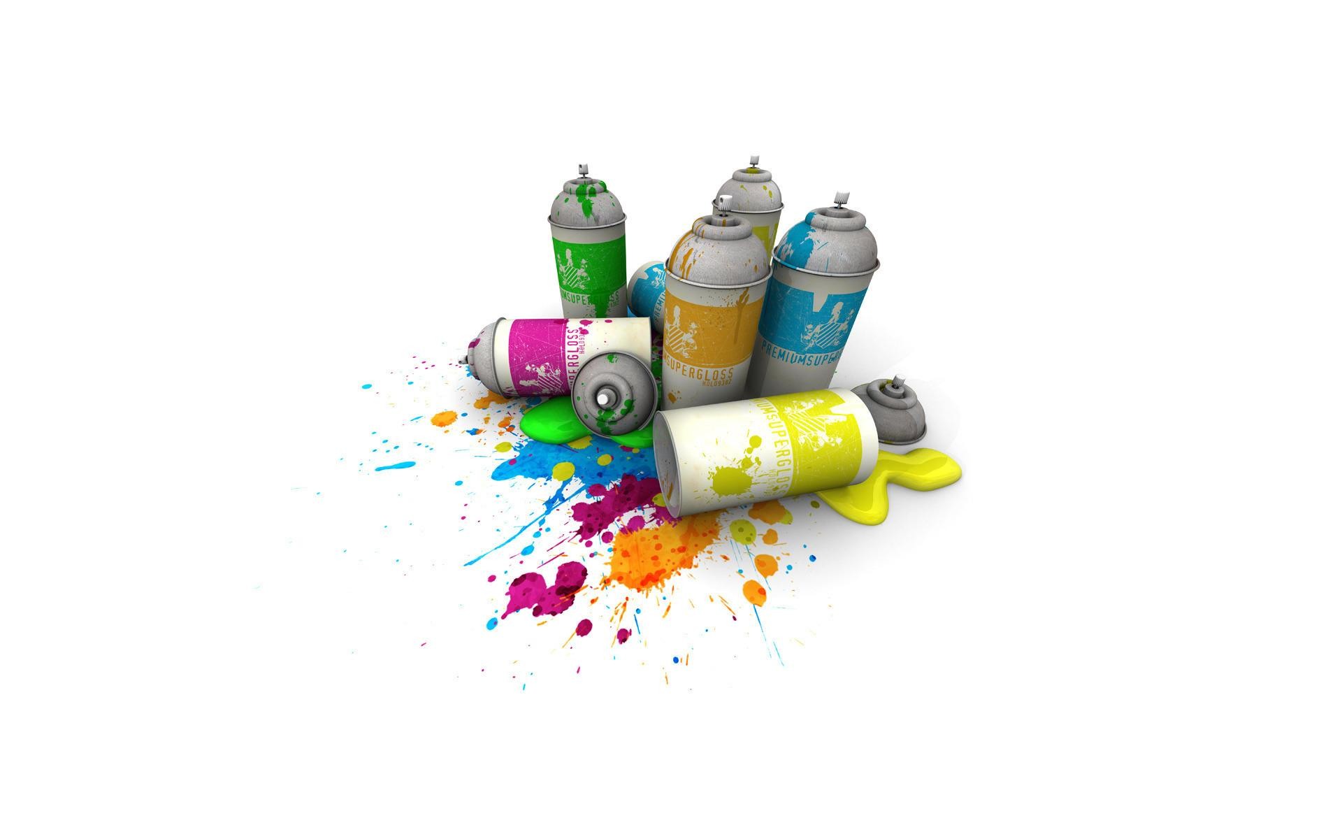 spray paint cans with splatters