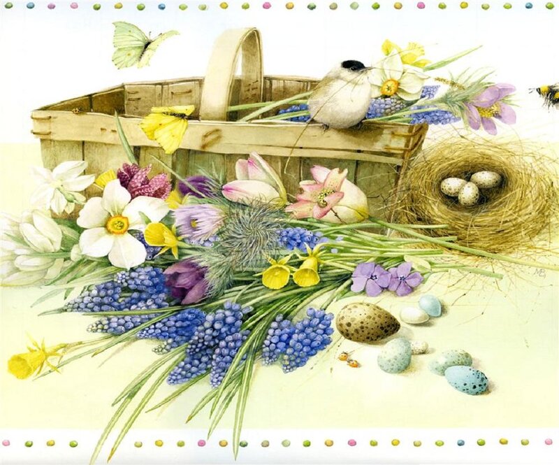Spring Basket with Flowers