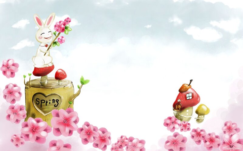 Spring bunny with flowers