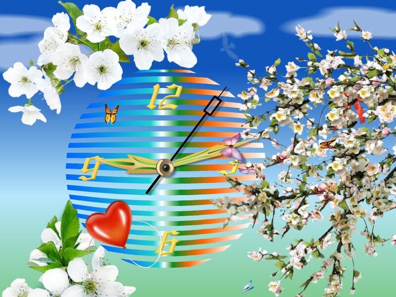 Spring clock with flowers