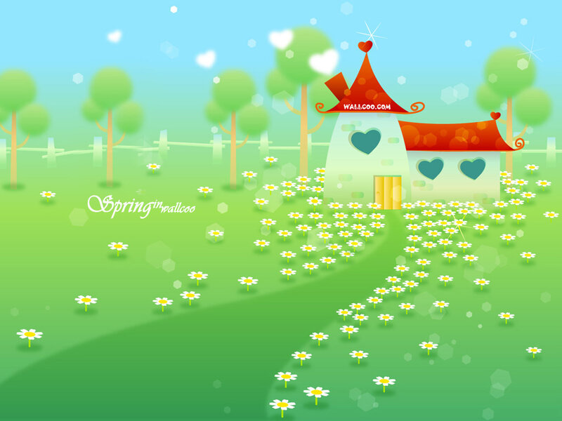 Spring cottage wallpaper