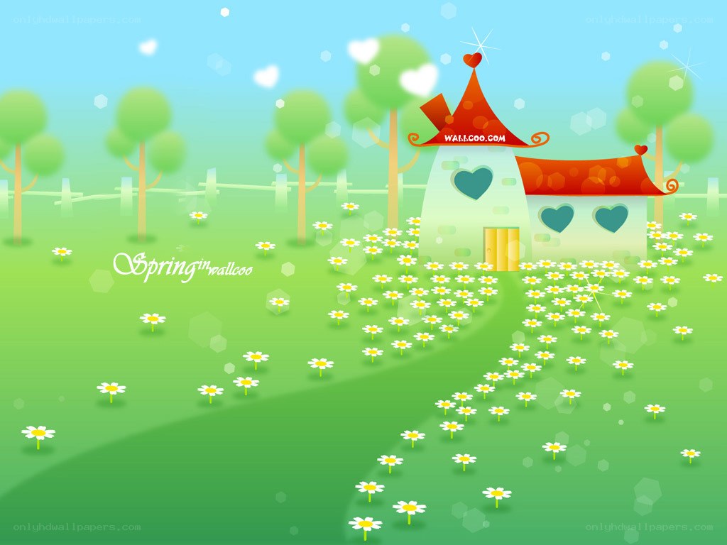Spring cottage wallpaper