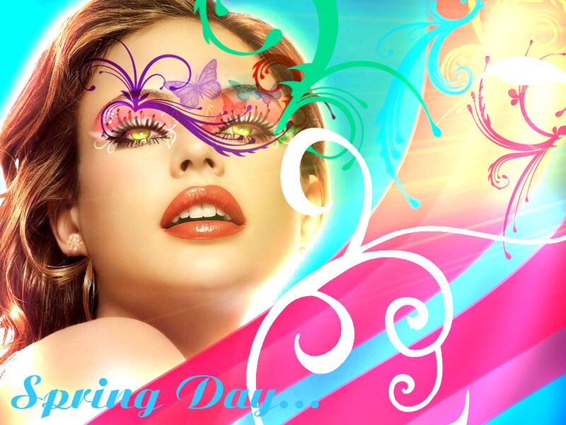 Spring Day woman with butterflies