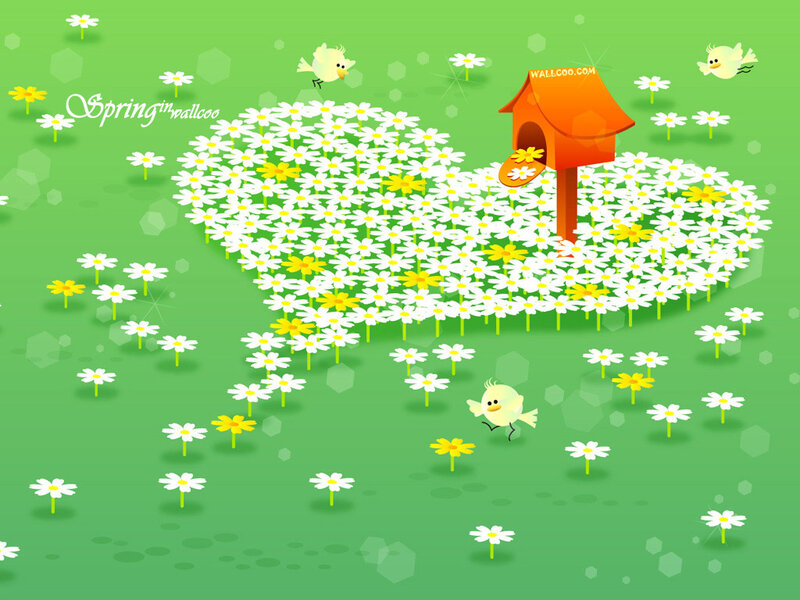 Spring flowers and birds