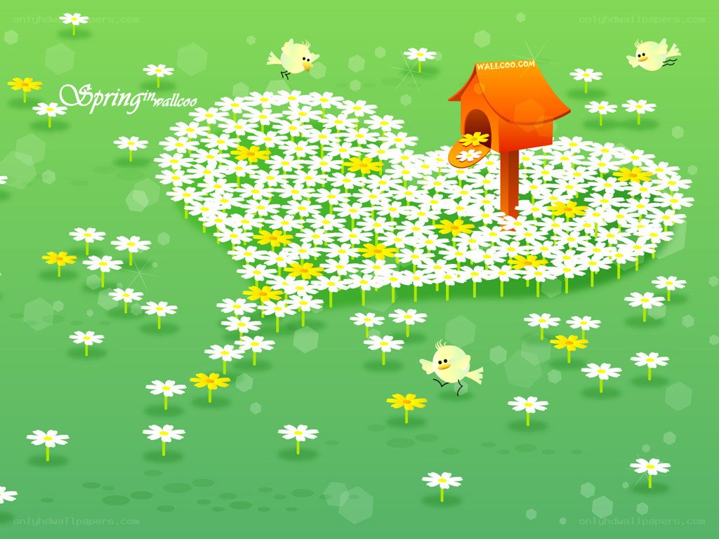 Spring flowers and birds