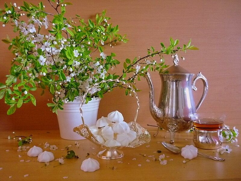 Spring Flowers and Tea Set
