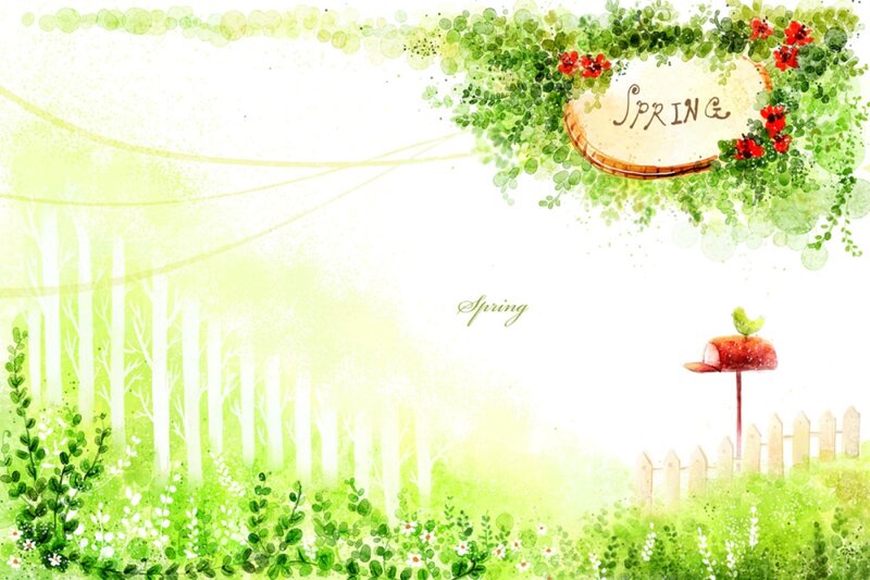 Spring Garden Illustration — Green