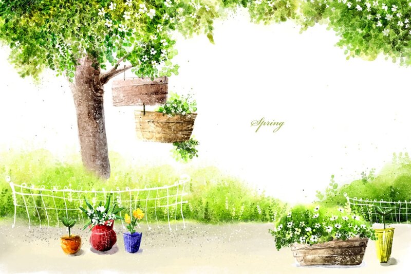 Spring Garden Scene