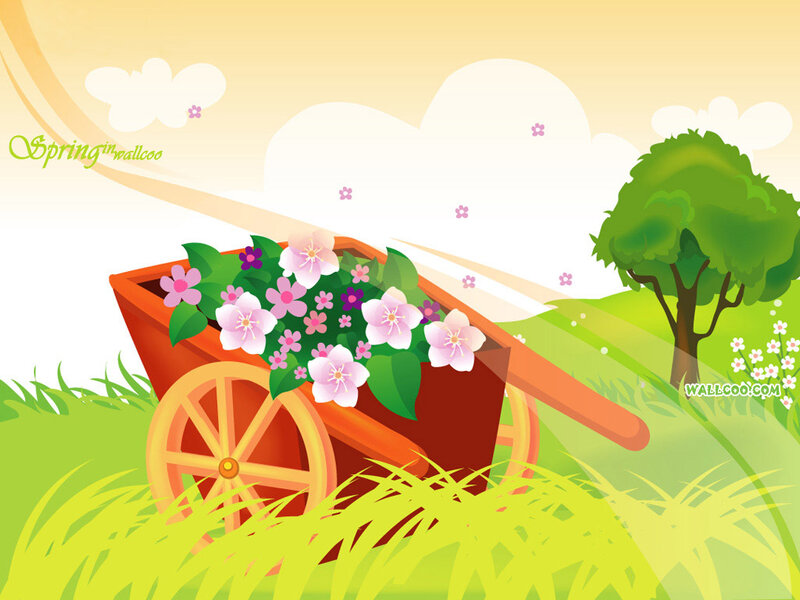 Spring garden wheelbarrow