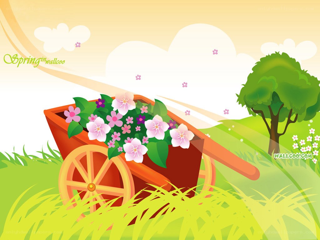 Spring garden wheelbarrow