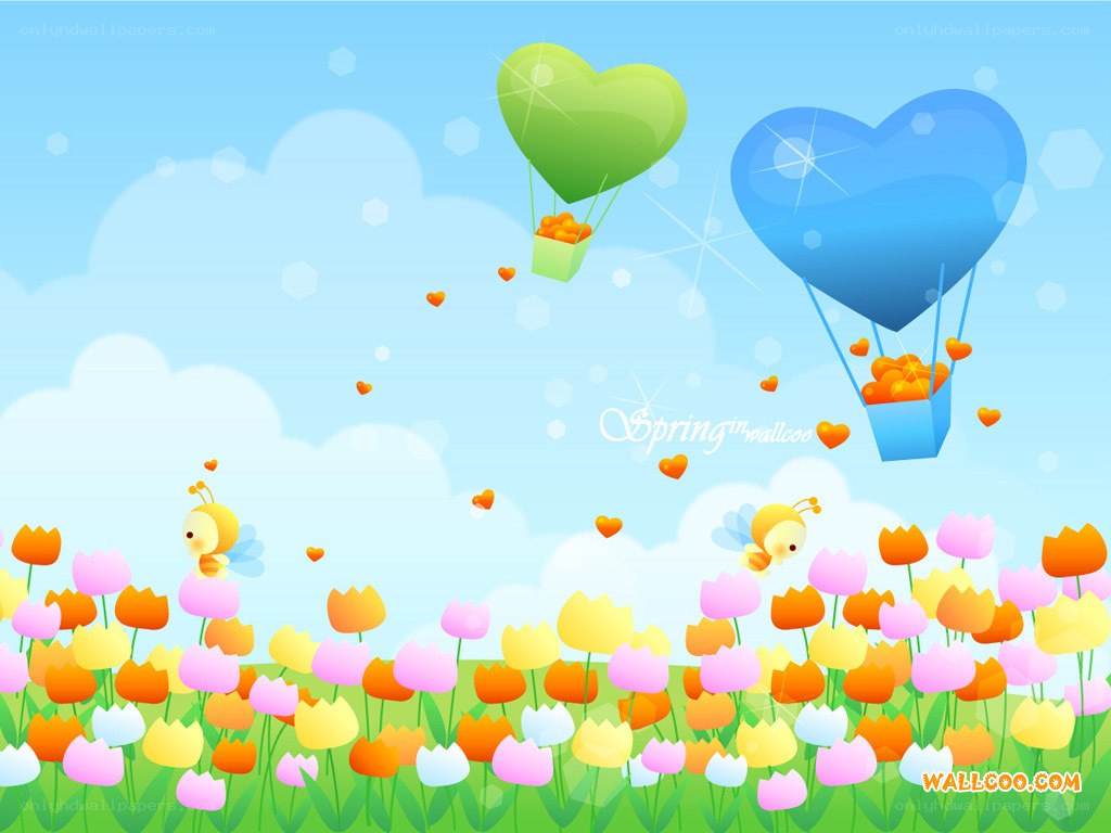 Spring heart balloons wallpaper