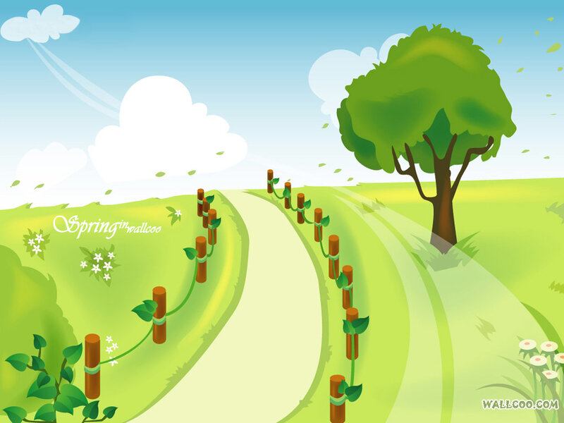 Spring path with tree