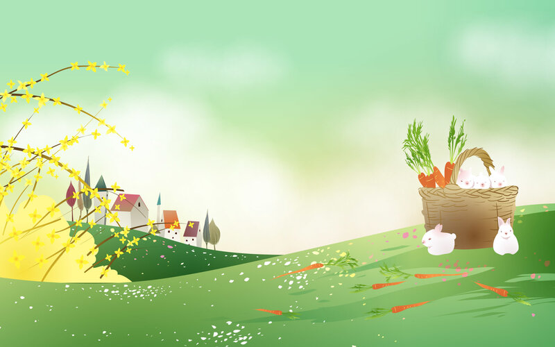 Spring rabbits in a basket