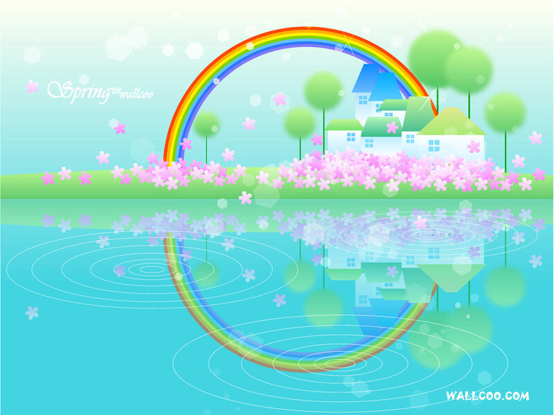Spring rainbow village