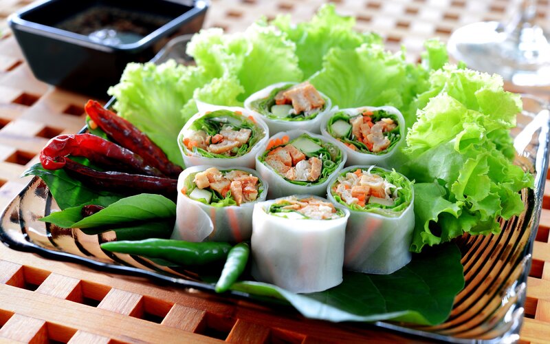 Spring Rolls on Lettuce