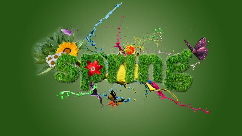 Spring Text with Flowers