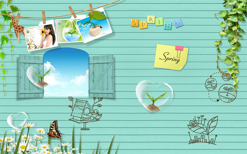 Spring-themed collage with photos and nature