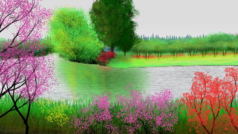 Spring Trees by River