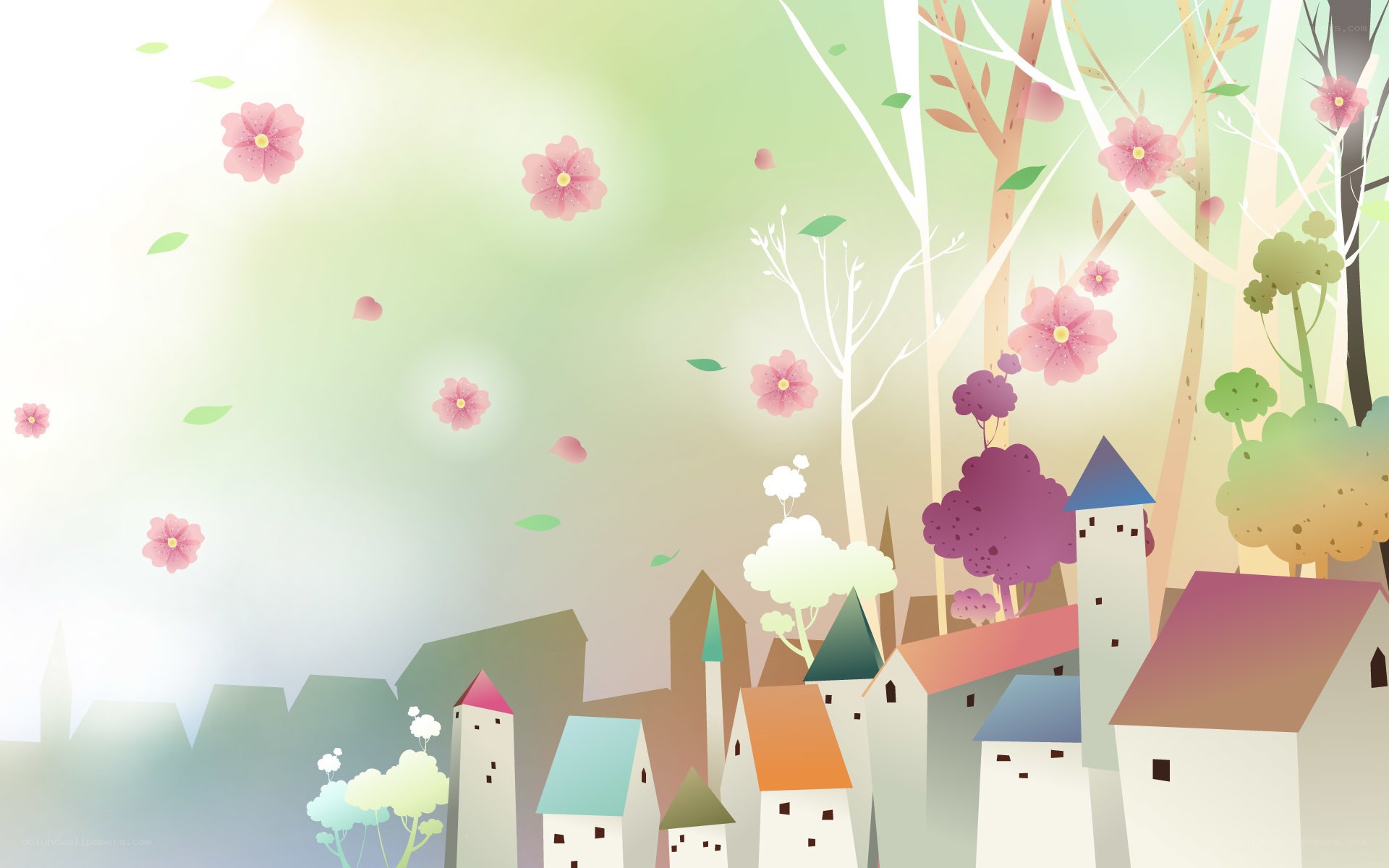 spring village illustration