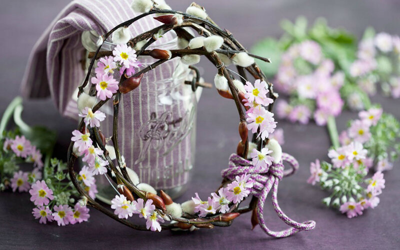Spring Wreath with Flowers